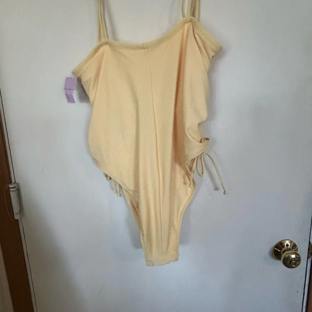 NWT XL Wild Fable Light Yellow Swimsuit Extra High Leg Cheeky